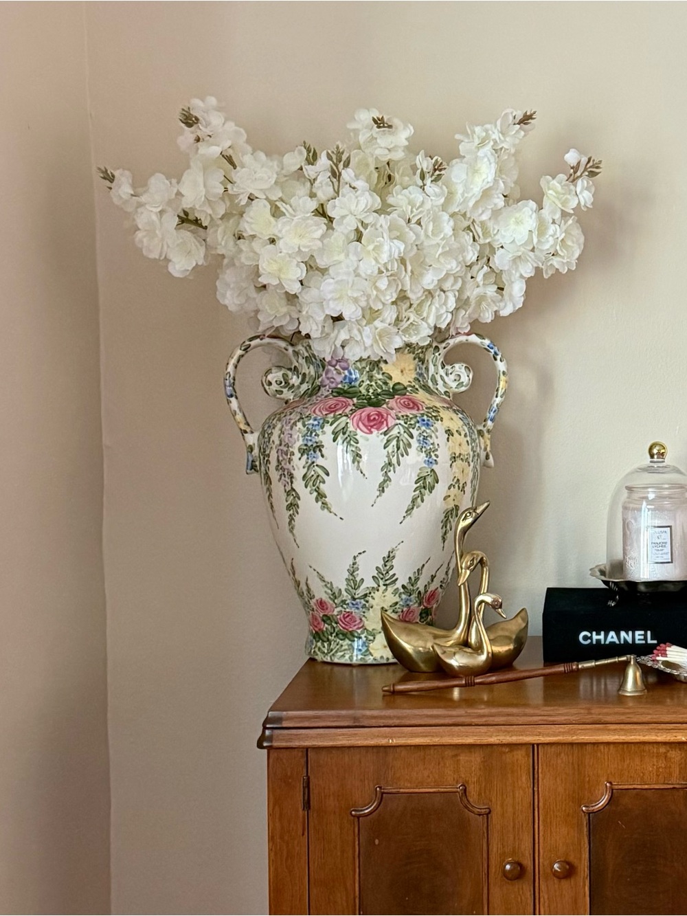 Vintage Floral Ceramic Urn Vase by Don Swanson